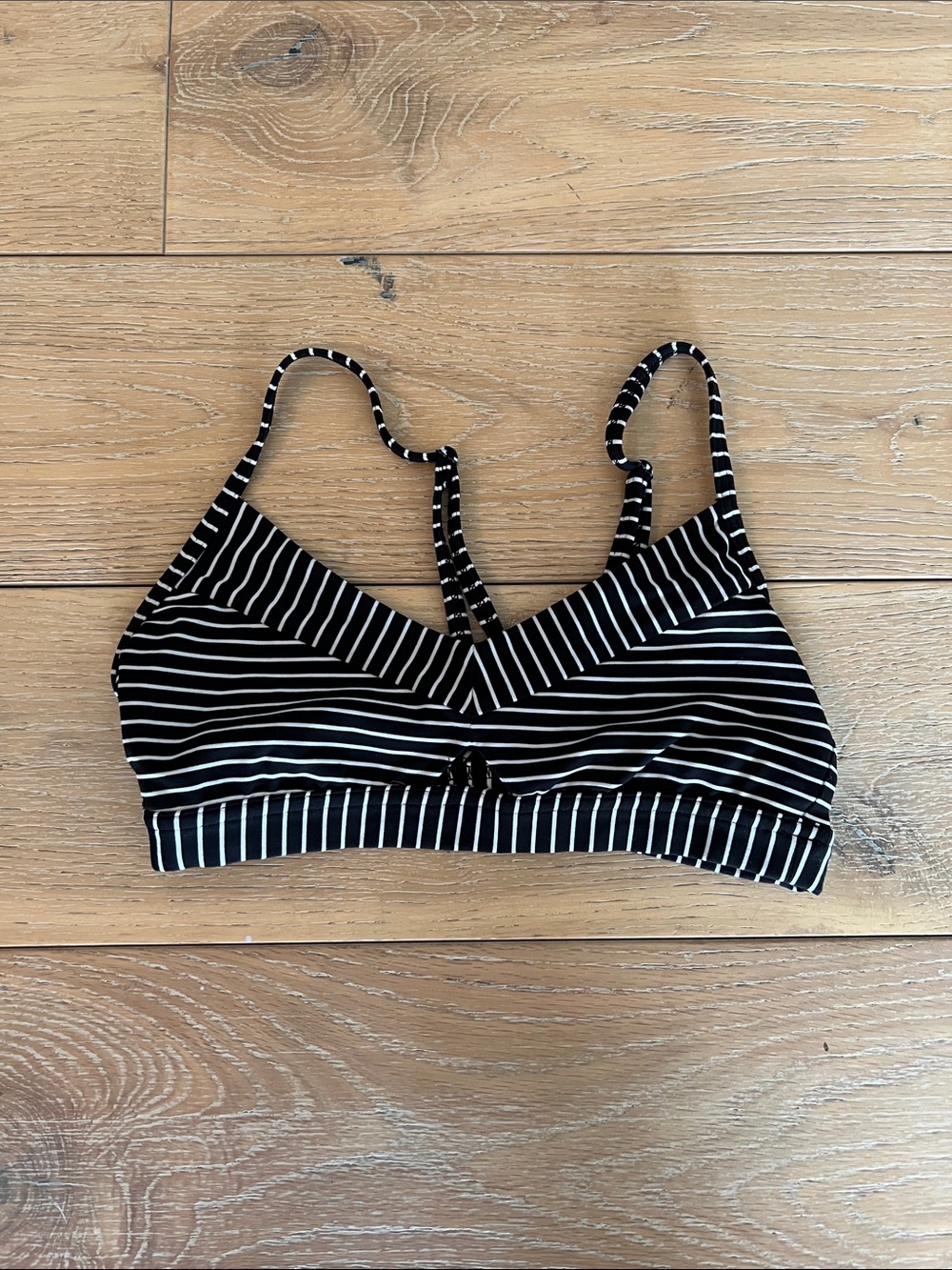 Lululemon Striped Black & White Strappy Sports Bra